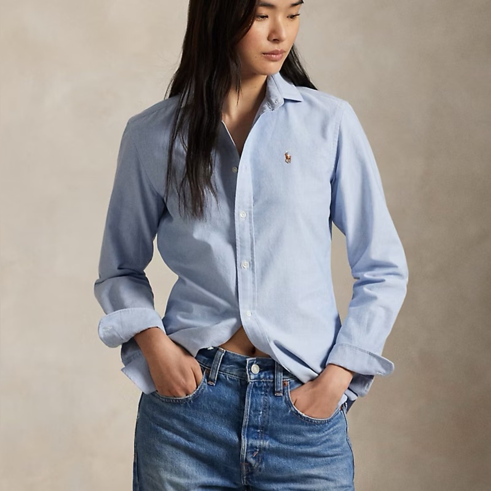 Blue bottom-down Polo by Ralph Lauren